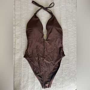 Shade & Shore Brown One Piece Swimsuit